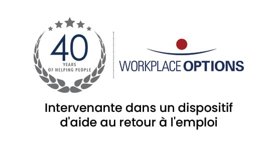 Intervenante Aide Retour Emploi - Workplace Options Logo Workplace Options, 40 ans d'aide, intervenante dans un dispositif d'aide au retour à l'emploi.