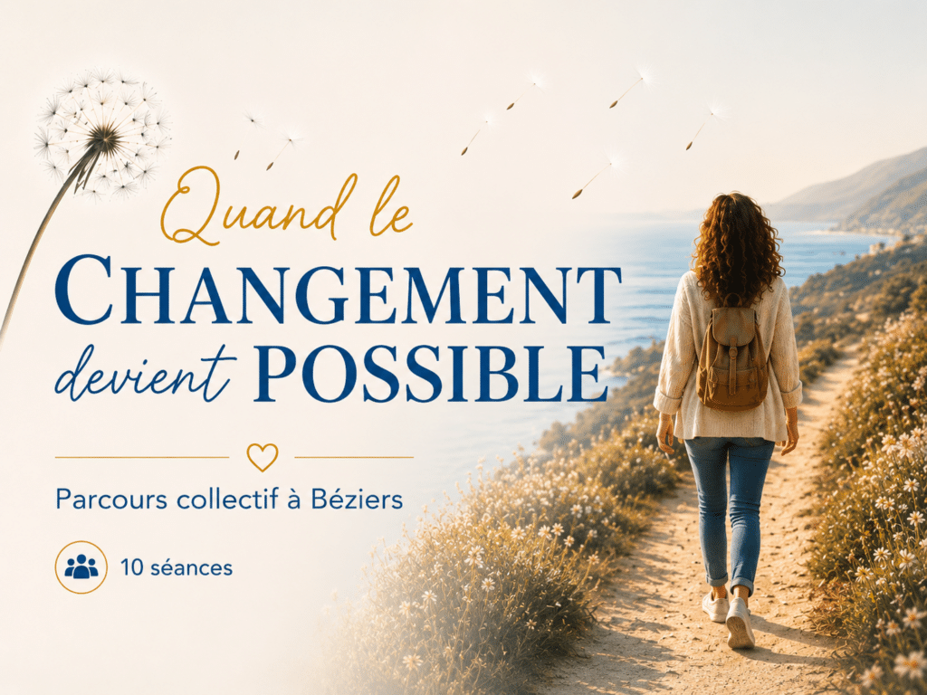 Changement possible à Béziers : parcours collectif, 10 séances. Femme marchant vers l'océan.